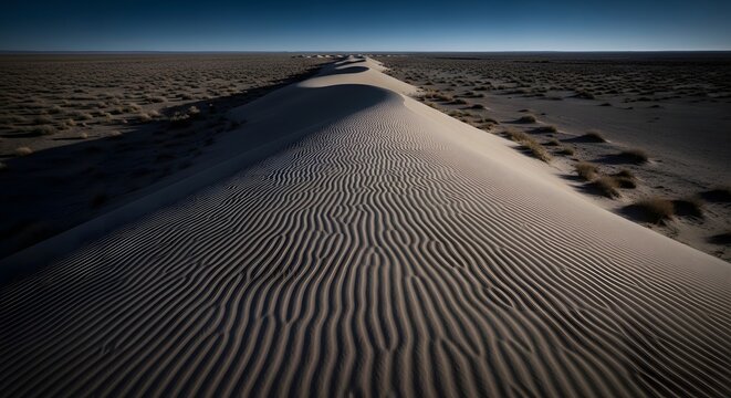Detailed ripple patterns on the desert sand dune surface