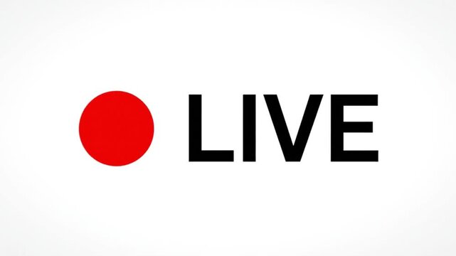 Live Streaming Red Circle Adopting Simple Design in Clean White Background