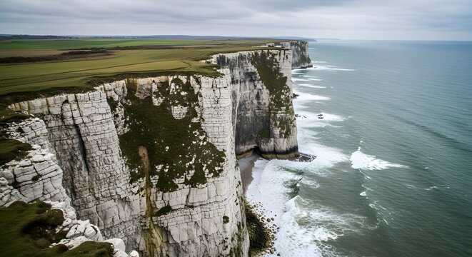 Dramatic coastal cliffs overlooking the choppy ocean water