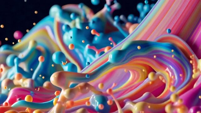 A mesmerizing swirl of vibrant liquid colors, creating an abstract display of fluid art, capturing a moment of dynamic beauty and artistic creativity. 