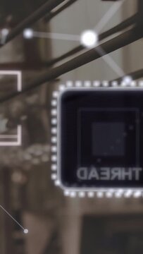 Vertical video: Overlay appearing, nodes pulsing, chip shifting, label showing, highlighting links