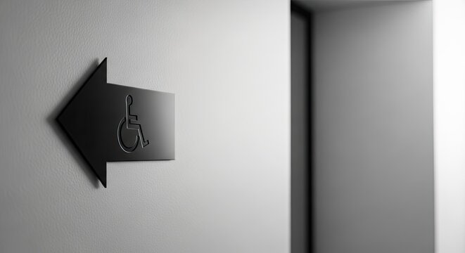 Accessible restroom sign on wall.
