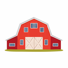 Obraz premium Red Barn with Large Doors and Windows