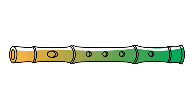 Bamboo flute, shakuhachi, traditional musical instrument, ancient woodwind, Japanese culture, natural material, green and yellow gradient