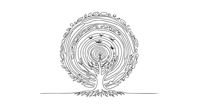 Abstract Tree of Life Circle Design, Growth, Nature, Spirituality, Roots