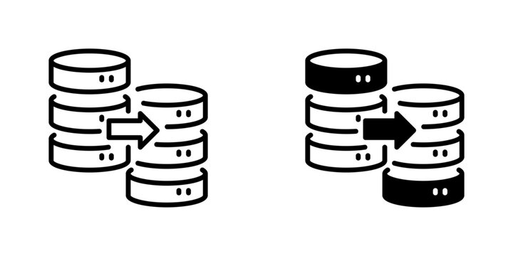 Data Migration Vector Line Icon for Database Management