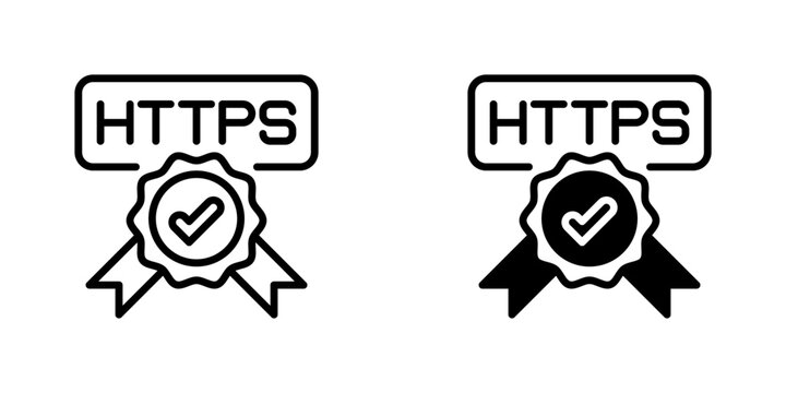 SSL Certificate Vector Line Icon for Cybersecurity