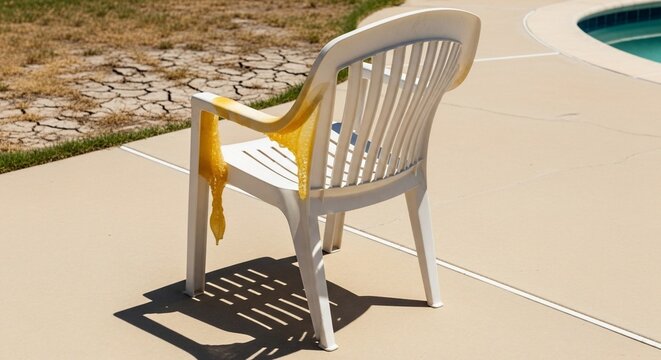 Plastic chair melting outdoors