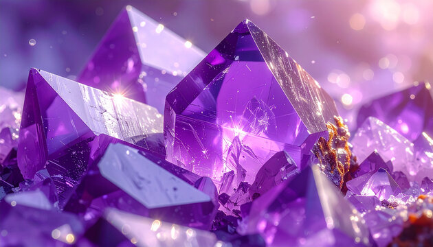 Purple crystal formation close up