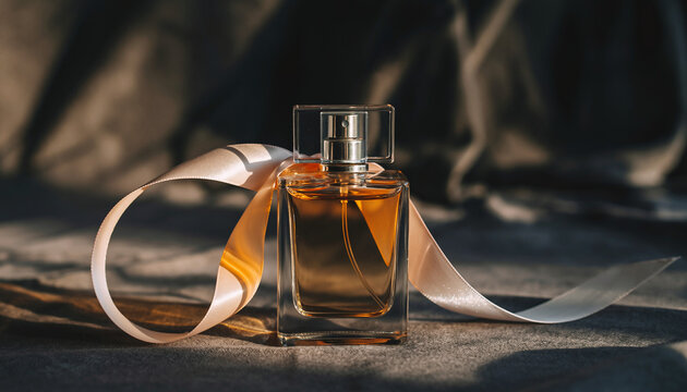bottle of perfume on black background