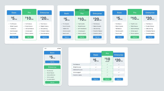 A collection of various infographic templates displayed on a screen with charts and graphs