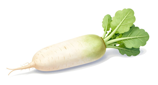 daikon radish illustration, white radish vegetable, fresh root vegetable, organic daikon isolated, healthy food graphic, farm produce illustration, natural vegetable artwork, cooking ingredient clipar