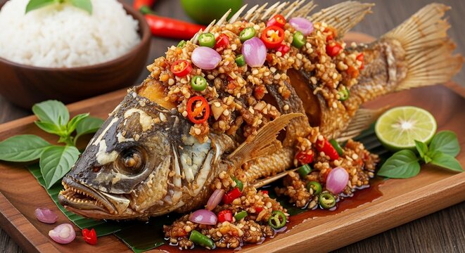 Fried fish dish food photography