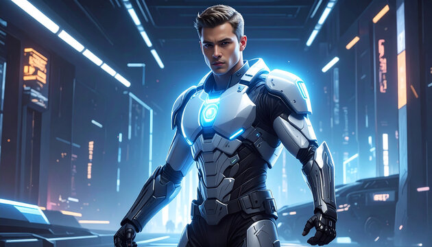 Futuristic armor man portrait