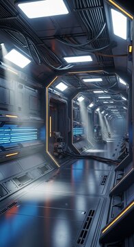 Futuristic interior corridor design