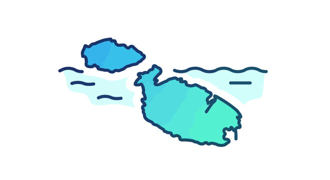 Malta map illustration, island country in the Mediterranean Sea, travel and tourism concept