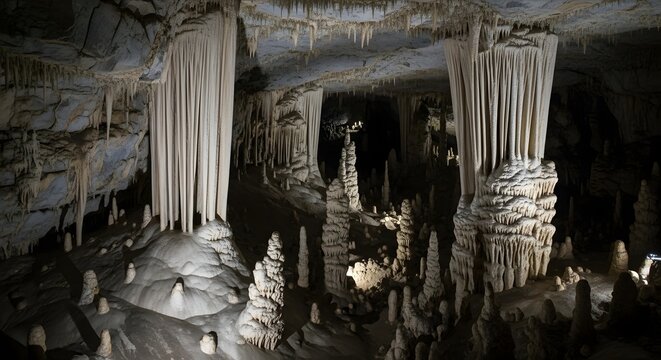Mysterious Cave Interior Formation Stalactite Stalagmite Underground