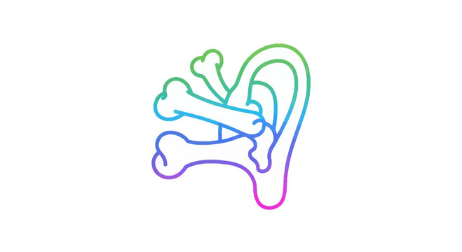 Abstract illustration of ear with bones, representing hearing loss or bone conduction.