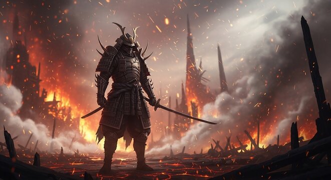 Samurai warrior in battle