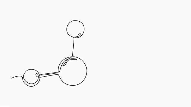 Carbon dioxide molecular model vector illustration continuous one line drawing animation, Chemical model: Ball and Stick, CO2 Formula vector Carbon Dioxide full length animation video.