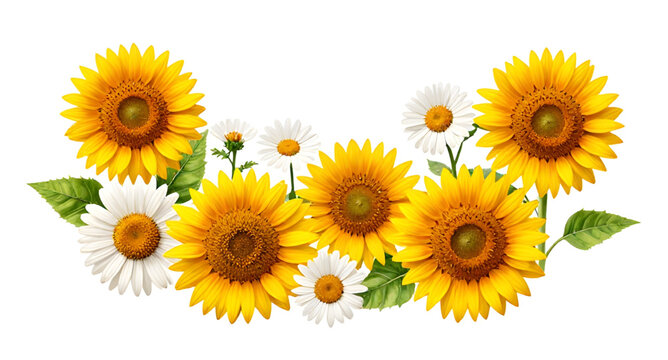 sunflower, watercolor, border, floral, yellow, flower, decorative, botanical, nature, petals, garden, bloom, design, frame, plant, illustration, simple