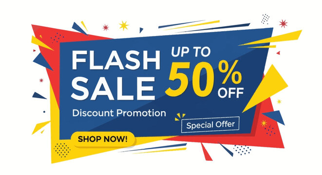 Flash Sale Up To 50 Percent Off Discount Promotion Special Offer Shop Now.