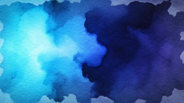 Elegant Abstract Watercolor Background featuring deep blue ink washes on textured paper perfect for artistic presentations and creative video projects.