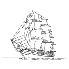 historic sailing ship vector illustration on white background © kazi