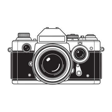 vintage film camera flat design vector illustration with lens and dials
