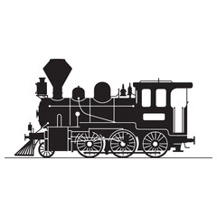 vintage steam locomotive train engine side view flat design vector illustration © kazi