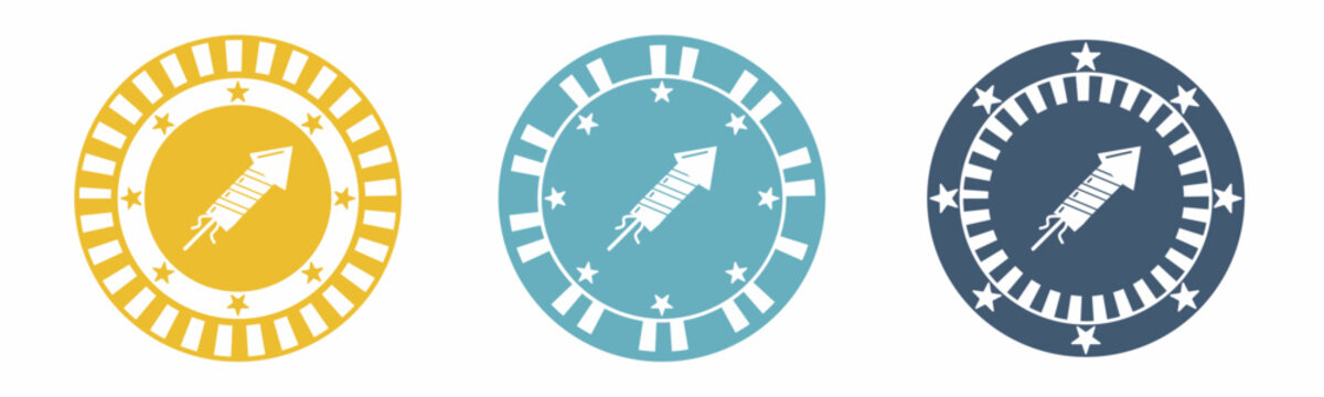 Rocket firework icon. Firework illustration label design. Design for business. Vector illustration.