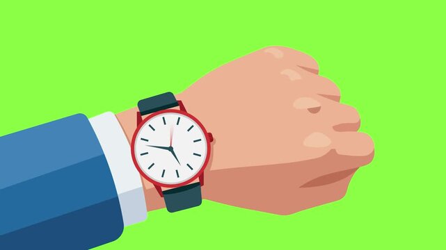 12 Hours Fast motion hand clock watch animation and green background design.
