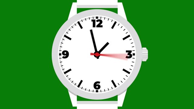 3 Hours Fast motion hand clock watch animation and green background design.