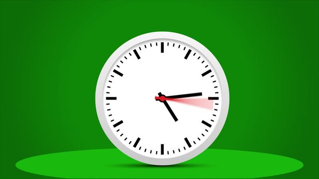 12 Hours Fast motion hand clock watch animation and green background design.