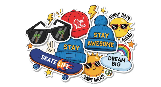 Colorful stickers for kids and teens.