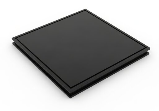 Modern black flat panel display with thin bezel on neutral background