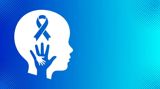 World Child Protection Day Symbolic illustration representing child awareness, support, and mental well-being, featuring a ribbon and helping hands within a child's silhouette for advocacy and care