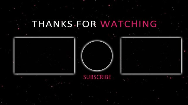 End screen youtube template with viewer prompts. Ideal for video creators to engage audience and encourage interaction after video.