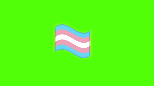 Transgender Pride Flag Waving on Green Screen Background.