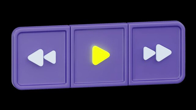 Media Player Control Buttons 3D Animation