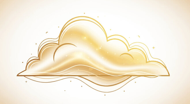 Golden cloud illustration, abstract, elegant, luxury, dreamlike, soft light, ethereal, magical