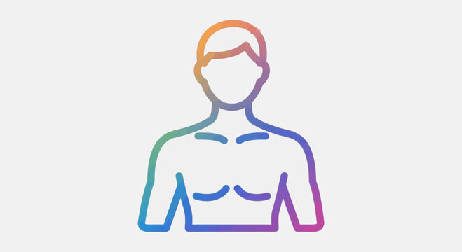 Abstract Male Torso Icon with Rainbow Gradient Colors