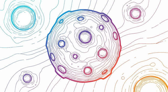 Abstract Meteoroid with Craters and Topographic Lines, Cosmic Background