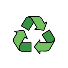 Obraz premium Green recycling symbol icon representing sustainability and eco friendly practices.