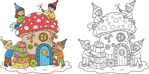 Fototapeta premium fairy tale princess hand drawn vector illustration of lineart and clipart for children coloring book
