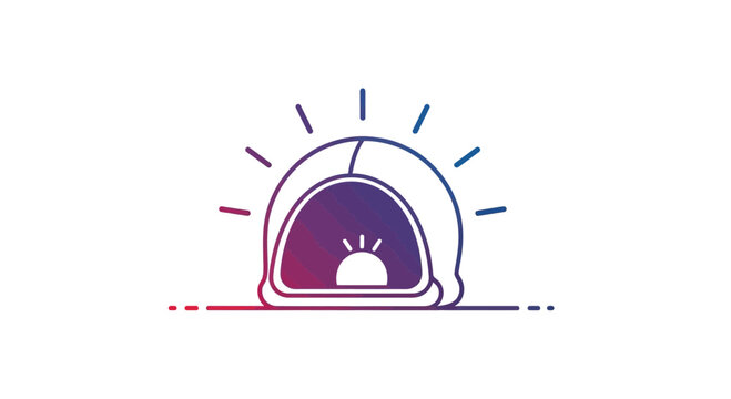 Sunrise over igloo, gradient colors, minimalist design, concept of new beginnings and warmth
