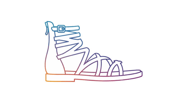 Stylish Gladiator Sandals Outline with Gradient Colors