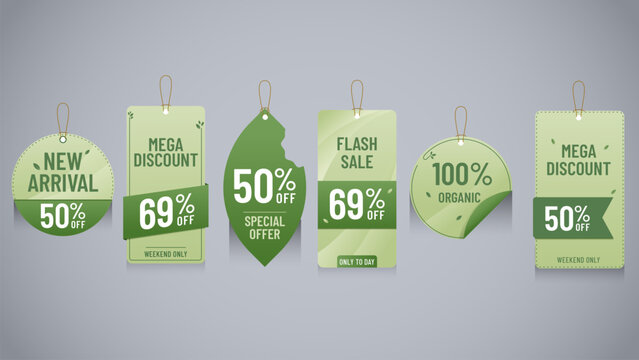 Eco friendly sale tags for organic product template design