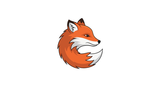 Stylized Fox Head Logo, Orange Wildlife Animal Icon, Isolated on White Background