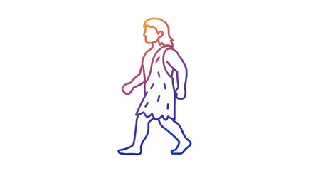 Obraz premium Prehistoric man walking, ancient human, caveman, primitive lifestyle, historical illustration